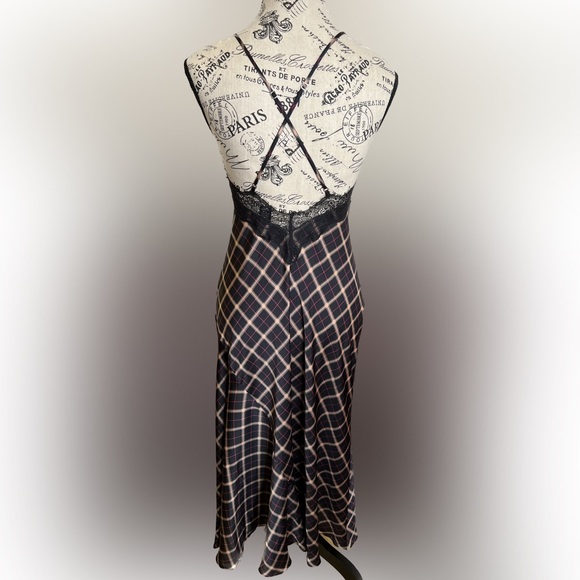 Victoria Secret Plaid Asymmetrical Satin Slip 
 -NWOT - Picture 2 of 8